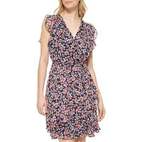 Floral Surplice Chiffon Dress