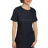 Hopsack Weave Fringe Shift Dress