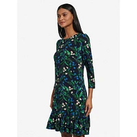 Ruffled Salon Floral Jersey-Knit Shift Dress