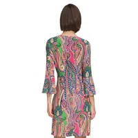 Paisley Bell-Sleeve Dress