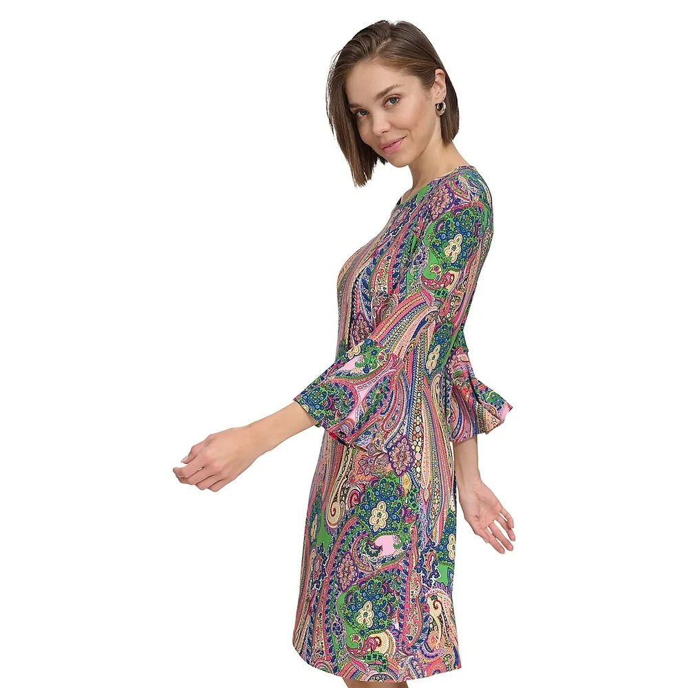 Paisley Bell-Sleeve Dress
