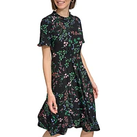 Smocked-Waist Floral Dress