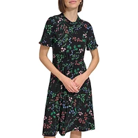 Smocked-Waist Floral Dress