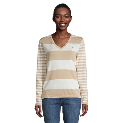 Stripe Ivy V-Neck Sweater