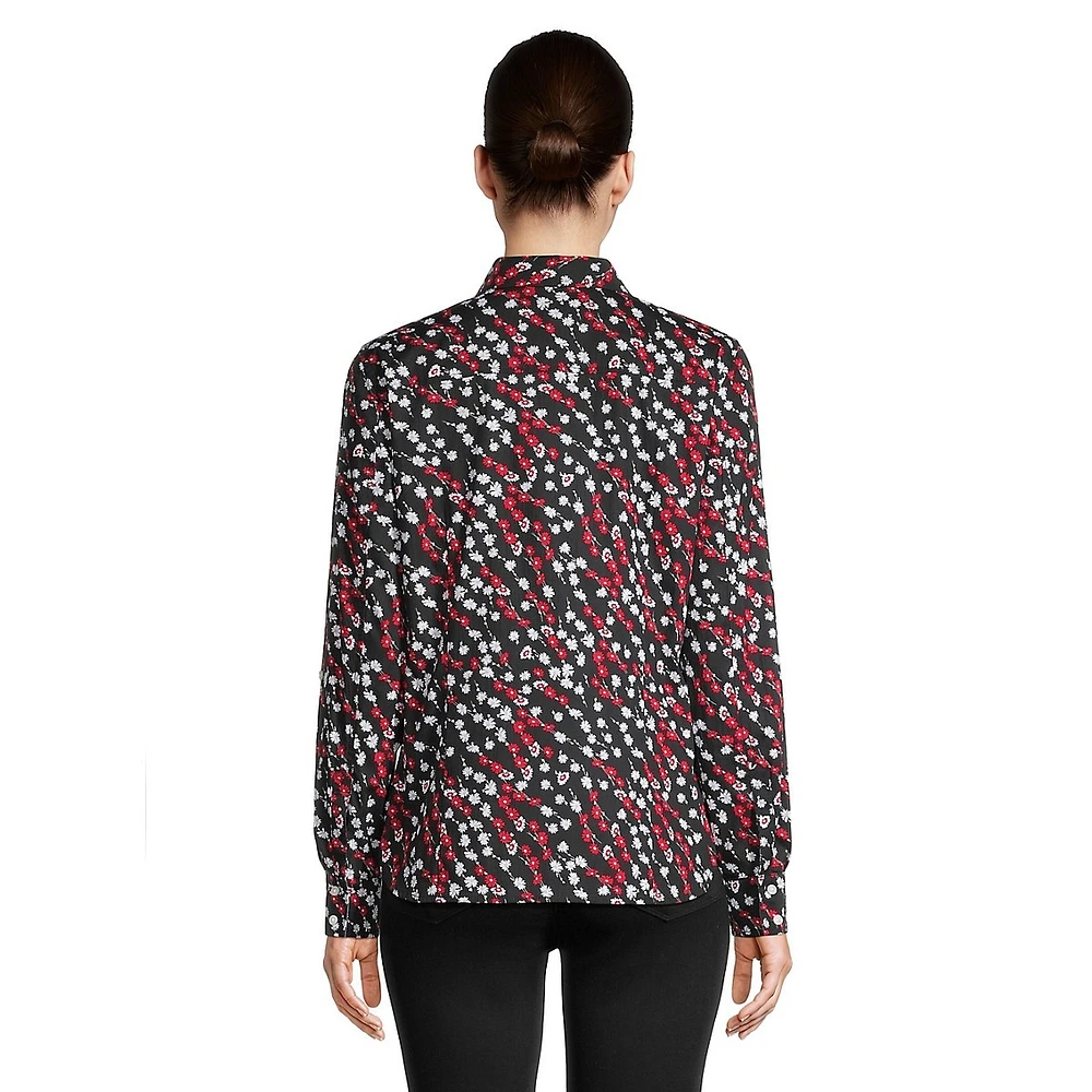 Ditsy Floral Roll-Tab Shirt