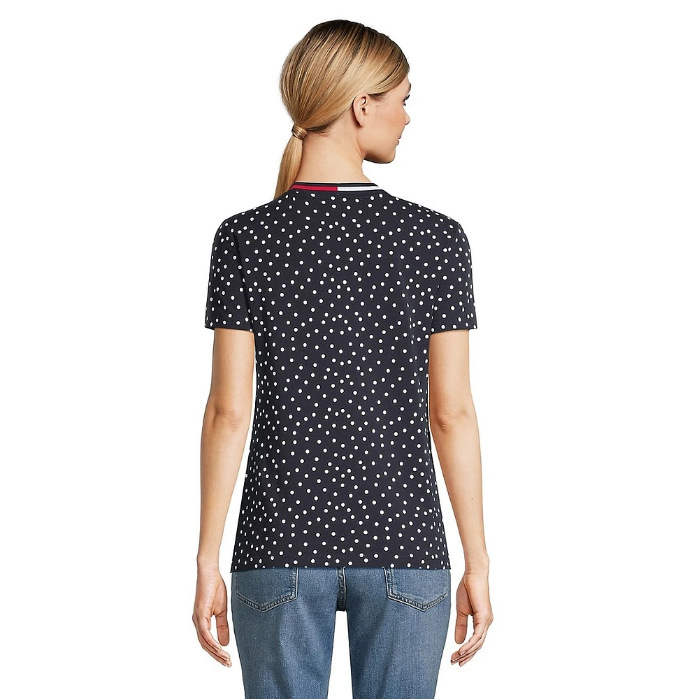 Dotted V-Neck T-Shirt