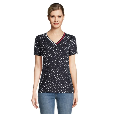 Dotted V-Neck T-Shirt