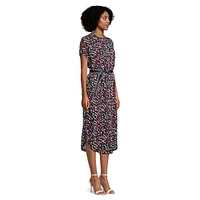Robe midi fleurie ceinturée