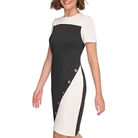 Studded Asymmetrical Scuba Sheath Dress