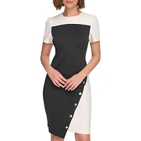 Studded Asymmetrical Scuba Sheath Dress