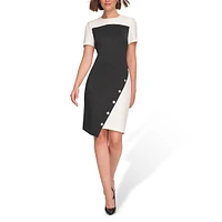 Studded Asymmetrical Scuba Sheath Dress