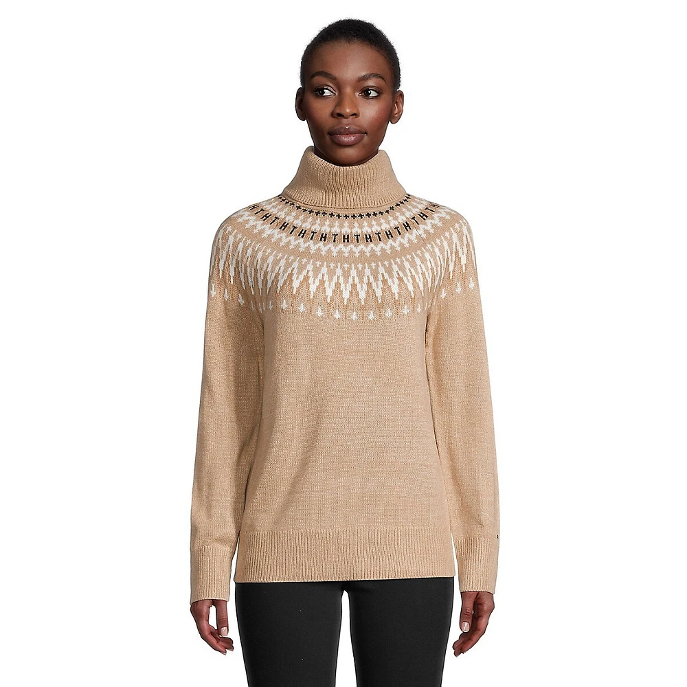 Chevron Fair Isle Turtleneck Sweater