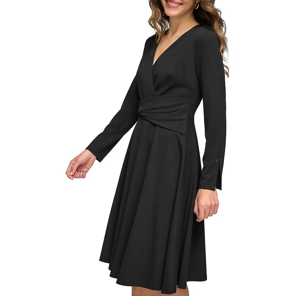 Twisted Surplice Fit-And-Flare Dress