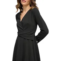 Twisted Surplice Fit-And-Flare Dress