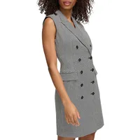 Petite Houndtooth Sleeveless Blazer Dress