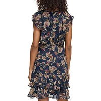 Essex Floral Ruffled Crinkle Chiffon Dress