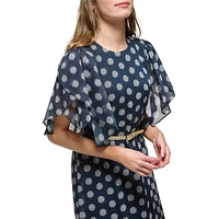 Palace Medallion Crinkle Chiffon Cocktail Dress