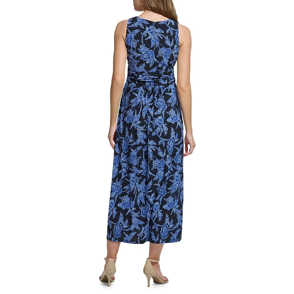 Floral Ruched Empire Maxi Dress