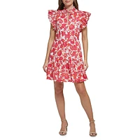 Flutter-Sleeve Floral Dress