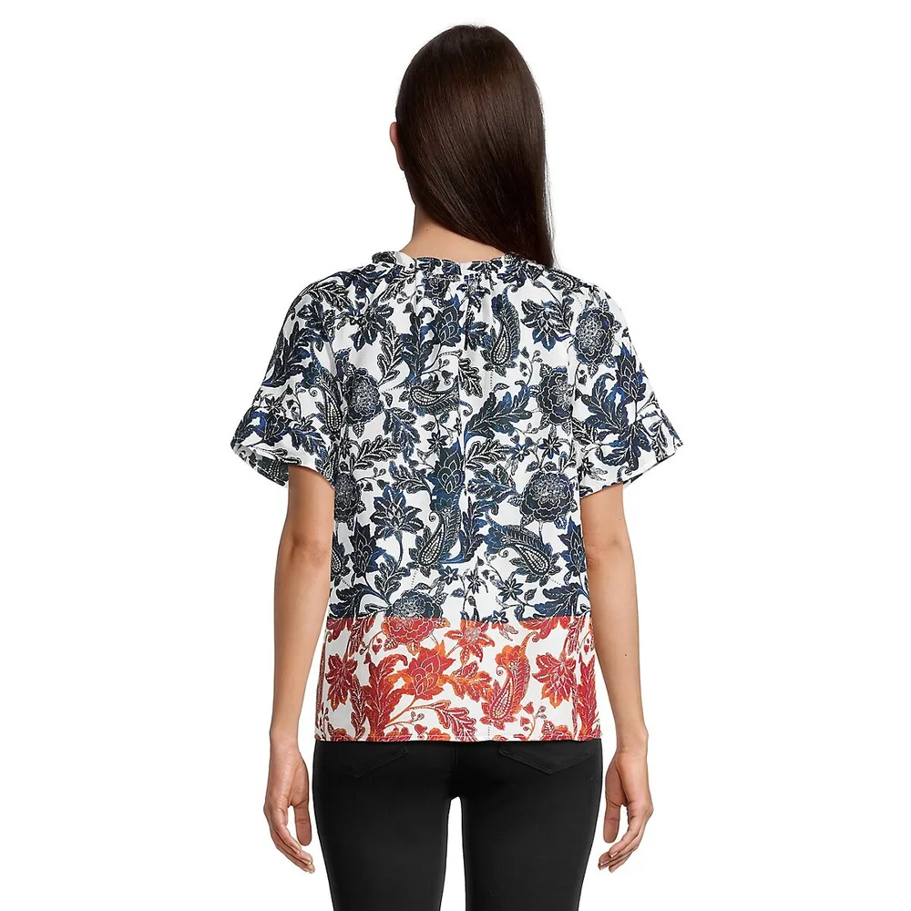 Floral Paisley Popover Blouse