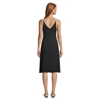 Sleeveless Stripe-Trim Rib-Knit Dress