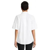 Linen-Blend Short-Sleeve Half-Placket Shirt