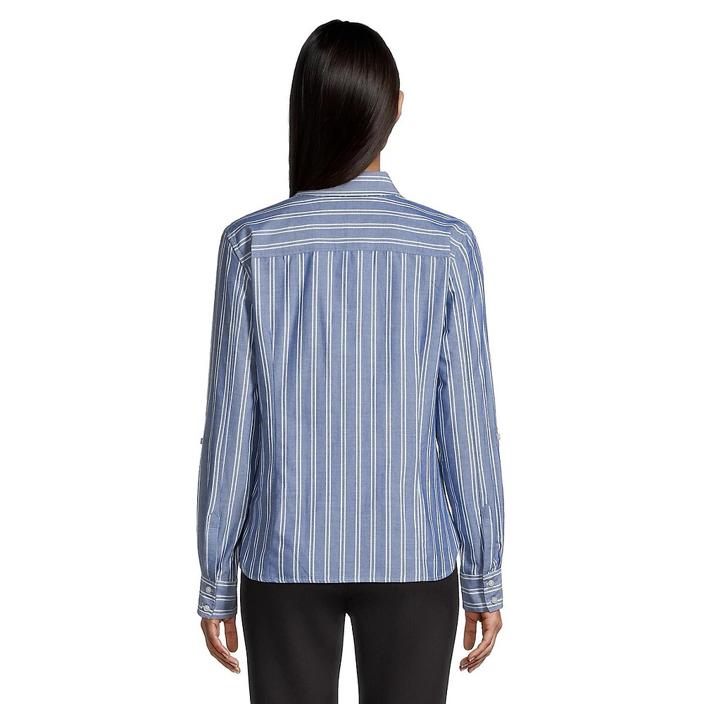 Dual Stripe Roll Tab-Sleeve Shirt