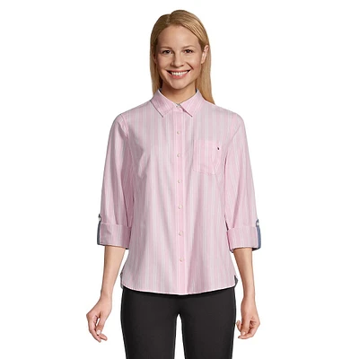 Dual Stripe Roll Tab-Sleeve Shirt