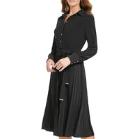 Fit-&-Flare Pleated Midi Shirtdress