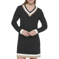 Cate Cable-Knit Varsity Sweater Dress