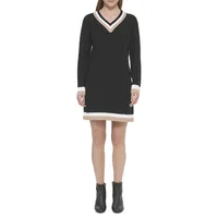 Cate Cable-Knit Varsity Sweater Dress