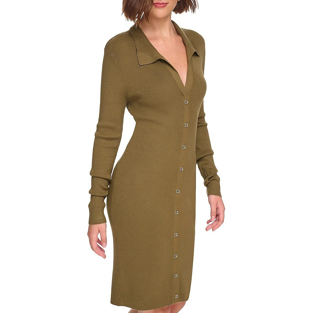 Rib-Knit Sweater Dress