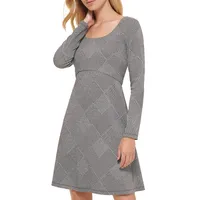 Diamond-Check Fit & Flare Dress