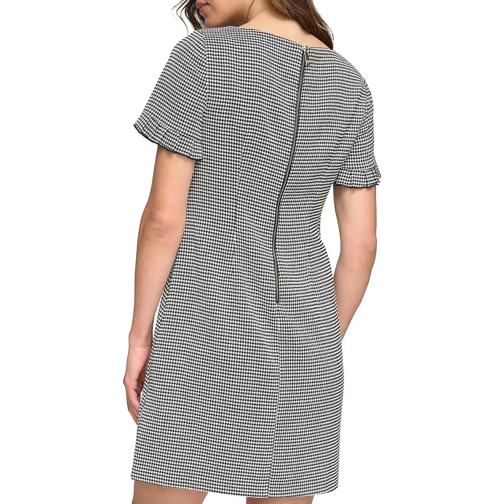 Knit Houndstooth Sheath Dress