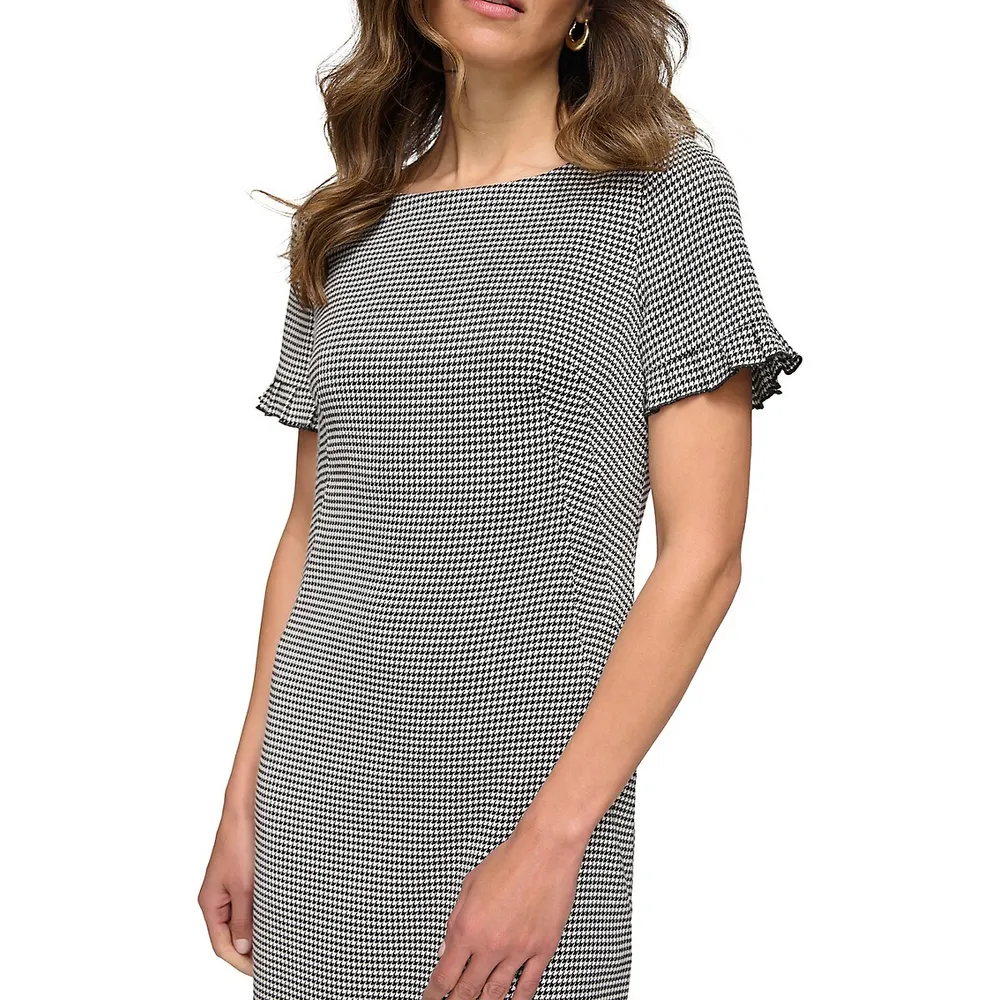 Knit Houndstooth Sheath Dress