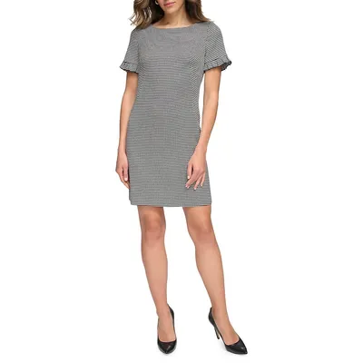 Knit Houndstooth Sheath Dress