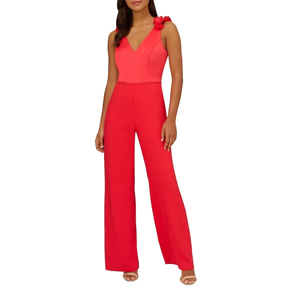 Satin Crepe V-Neck Jumpsuit