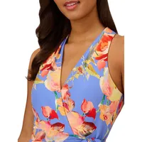 Sleeveless Floral Halter Wrap Dress