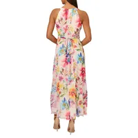 Floral Chiffon Halterneck Maxi Dress