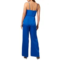 Cowlneck Satin Sleeveless Jumpsuit