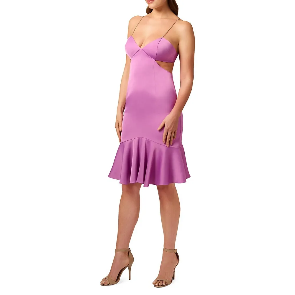 Bead-Strap Drop-Waist Cutout Cocktail Dress