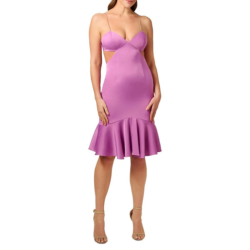 Bead-Strap Drop-Waist Cutout Cocktail Dress