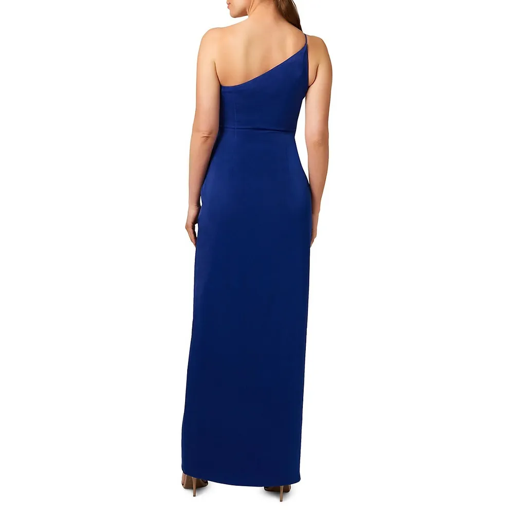 One-Shoulder Draped Charmeuse Gown