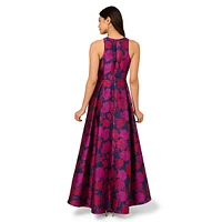 Floral Jacquard High-Low Gown