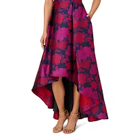 Floral Jacquard High-Low Gown