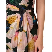 Floral Chiffon One-Shoulder Gown