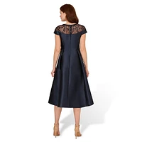 Mikado & Lace Fit-&-Flare Dress