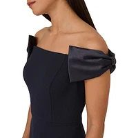 Shoulder-Bow Crepe Column Gown