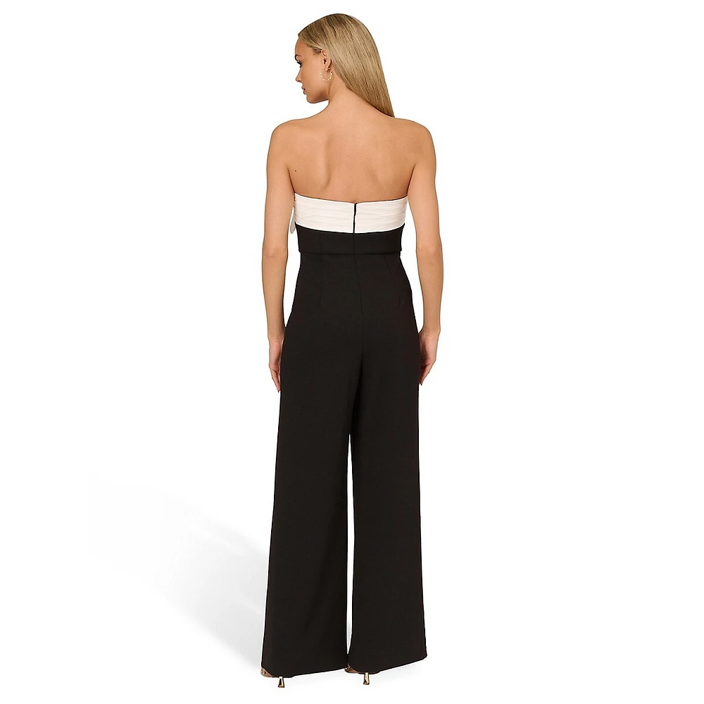 Strapless Wide-Leg Crepe Jumpsuit