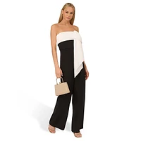 Strapless Wide-Leg Crepe Jumpsuit